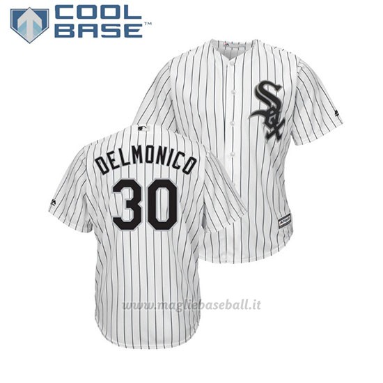Maglia Baseball Uomo Chicago White Sox Nicky Delmonico Cool Base Majestic 1ªBianco